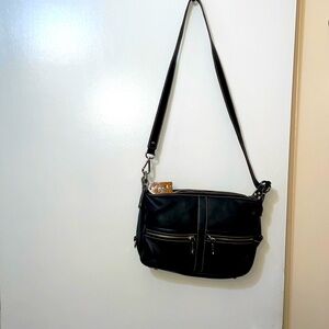 Tignanello Black Pebble Leather  Crossbody Handbag